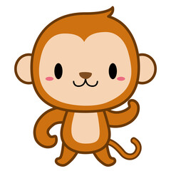 立ちポーズ 動物 イラスト 【ライン】 サル02