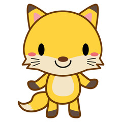 立ちポーズ 動物 イラスト 【ライン】キツネ02