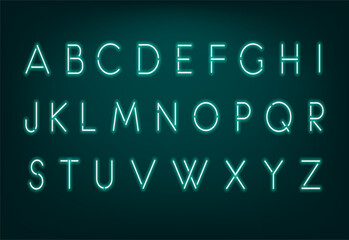 Fototapeta premium Alphabet font glowing neon light