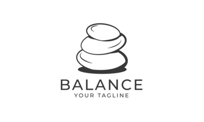 Balance logo design illustration of rock balanced position. Usable for meditation, spa, yoga, and others.