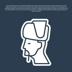 Blue line Ukrainian cossack icon isolated on blue background. Vector