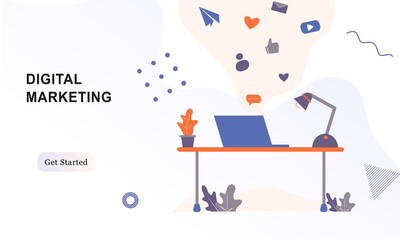 Web landing page design template for digital marketing, ecommerce, social media marketing, email marketing, business, ads. Modern vector illustration concept for website and mobile website development