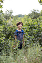 portrait of a child with a backpack