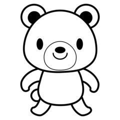 立ちポーズ 動物 イラスト 【黒ライン】くま03