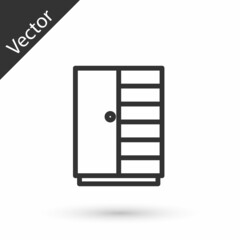 Grey line Wardrobe icon isolated on white background. Vector