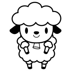 立ちポーズ 動物 イラスト 【黒ライン】ひつじ03