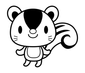 立ちポーズ 動物 イラスト 【黒ライン】リス03