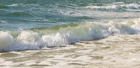 Summer vacation. Beautiful landscapes. Blue sea wave.