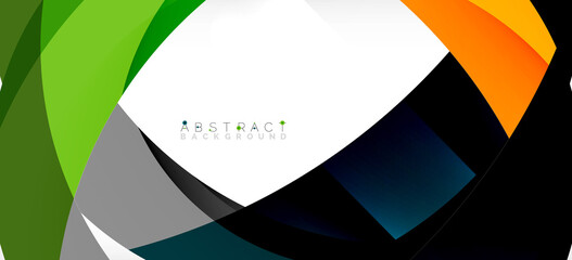 Obraz premium Color circle shapes, minimal geometric background. Trendy dynamic composition. Vector Illustration For Wallpaper, Banner, Background, Landing Page