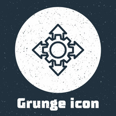 Grunge line Project team base icon isolated on grey background. Business analysis and planning, consulting, team work, project management. Monochrome vintage drawing. Vector