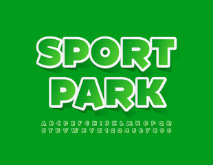 Vector colorful Sign Sport Park. Sticker style Alphabet Letters and Numbers set. Modern Bright Font