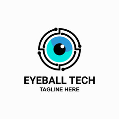 Combination eye and tech ,Logo Design Vector,Abstract emblem, design concept, logotype element , template, can you editable as you wish.