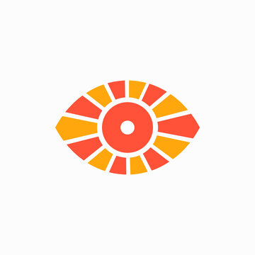 Combination eye and sun , Logo Design Vector, Abstract emblem, design concept, logotype element , template, can you editable as you wish.