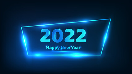2022 Happy New Year neon background