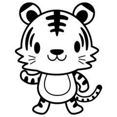 動物 イラスト トラ 【黒ライン】05