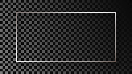 Silver glowing rectangular shape frame with shadow