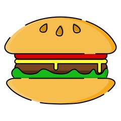 vector illustration of burger with mbe style