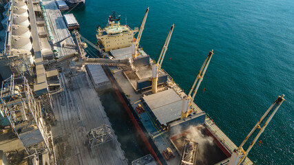 Industrial port in the field of import-export global business logistics and transportation, Loading...