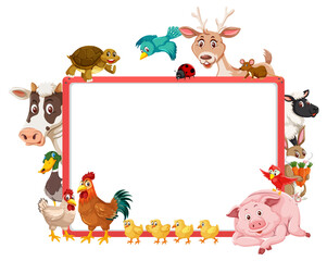 Empty banner with various farm animals