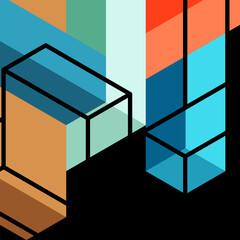 Abstract background. 3d cubes, cubic elements and blocks. Techno or business concept for wallpaper, banner, background, landing page