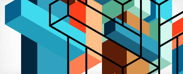 Abstract background. 3d cubes, cubic elements and blocks. Techno or business concept for wallpaper, banner, background, landing page