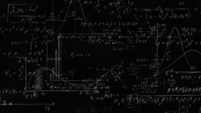 Science world of physics and math formulas. Seamless loop animation