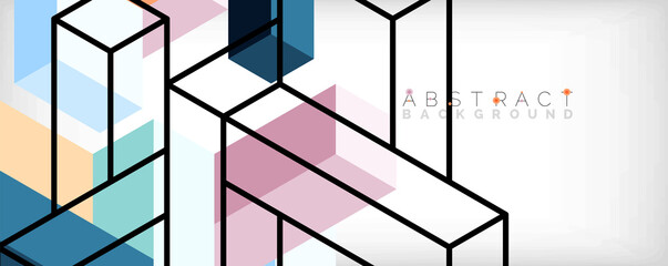 Abstract background. 3d cubes, cubic elements and blocks. Techno or business concept for wallpaper, banner, background, landing page