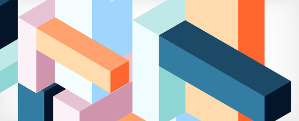 Abstract background. 3d cubes, cubic elements and blocks. Techno or business concept for wallpaper, banner, background, landing page