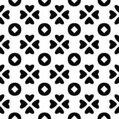Seamless vector pattern in geometric ornamental style. Black ornament.