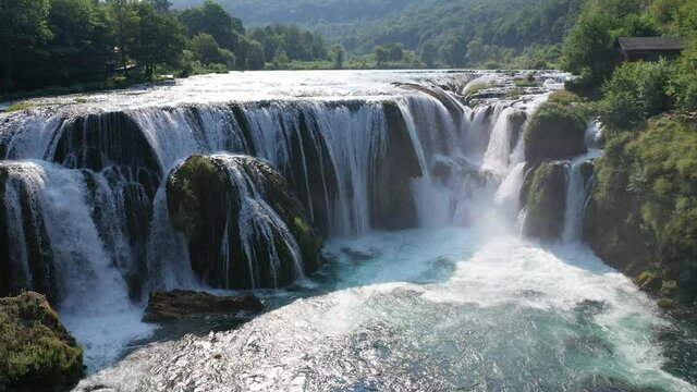 A breathtaking view of Strbacki Buk waterfall on the Una River in Una National park, Bosnia and Herzegovina