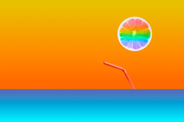 Rainbow colored lemon representing the sun and party