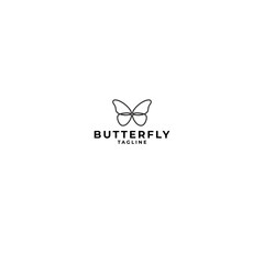 minimalist line art butterfly logo design.