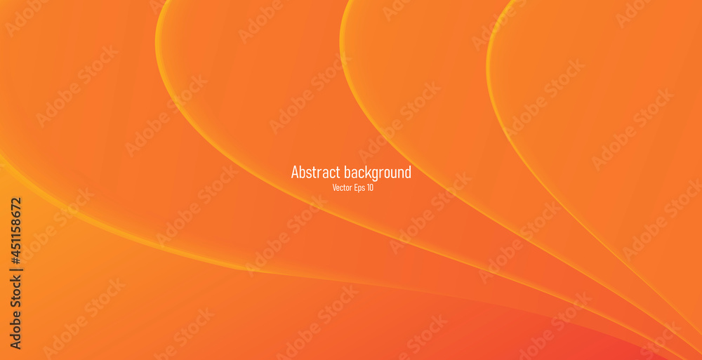 Poster abstract orange background with monochrome orange waves creating spreading from the corner of the co