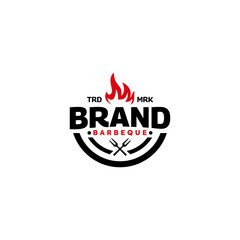 vintage retro BBQ grill, barbecue, barbeque logo design vector