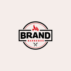 vintage retro BBQ grill, barbecue, barbeque logo design vector