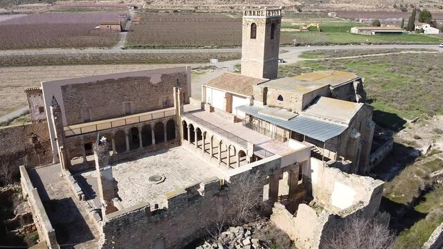 Aerial view of the monastery of Our Lady of Angels. Catalonia. Spain