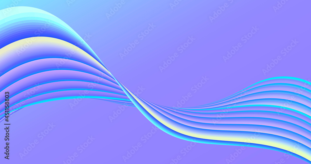 Poster abstract soft blue background with twisted ribbon curve