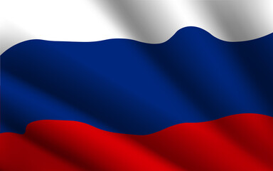 Closeup of rippled russia flag