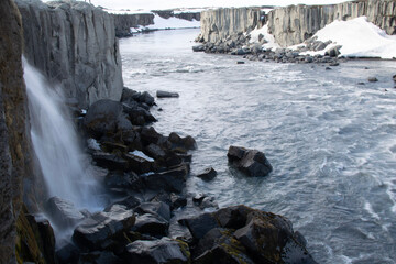 waterfall and rocks