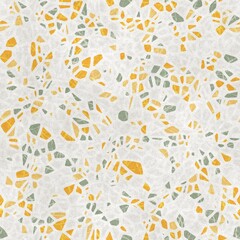 Seamless terrazzo pattern for surface design and print. High quality confetti illustration. Trendy rock and mineral composite mosaic composition in repeat. Textile print in light colors.