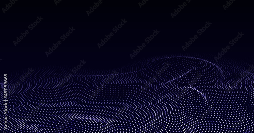Poster blurry lights vector abstract background. wave array of luminous points. the wave is flowing