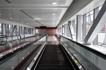 Fototapeta premium The empty corridor hallway to the train station
