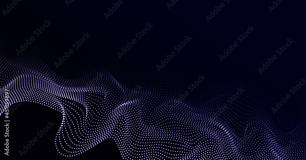 Poster blurry lights vector abstract background. wave array of luminous points. the wave is flowing