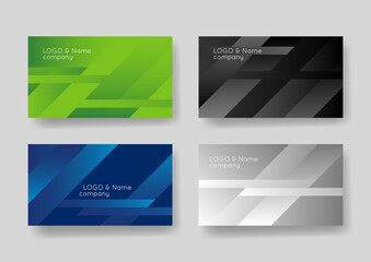 Set of four abstract business cards with graphic elements and text. Vector illustration.