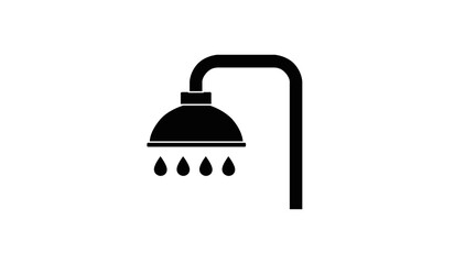 Shower Icon. Vector black and white editable flat illustration of a shower
