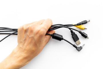 Charging cable for mobile phone or laptop, top view