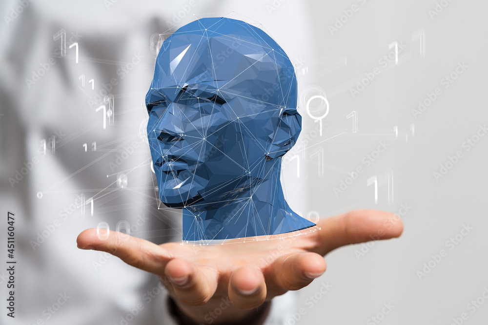Aufkleber human head with network plexus structure