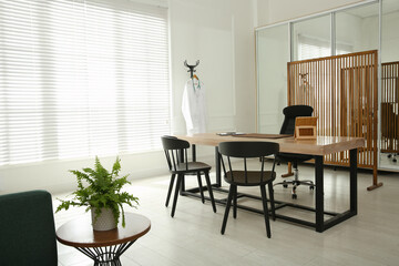 Modern medical office interior with doctor's workplace