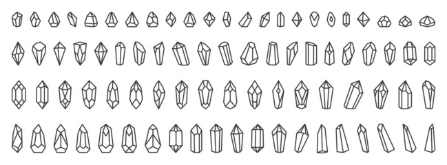 Crystal minerals line art icon. Collection vector crystal gem. Editable stroke