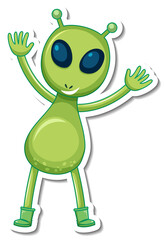 Sticker template with an alien monster cartoon character isolated